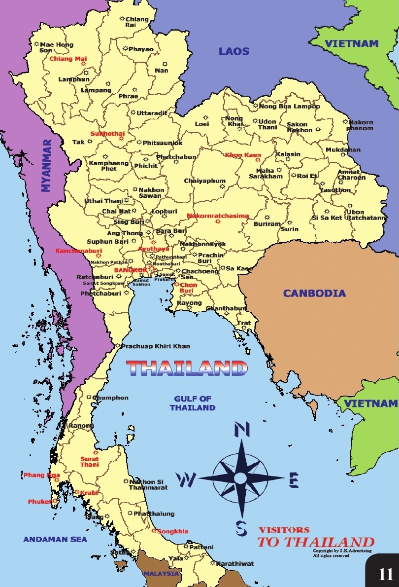 Thailand Touristische Karte
